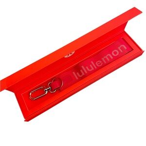 Lululemon Membership Never Lost Keychain Red Silver Hardware with Box Exclusive